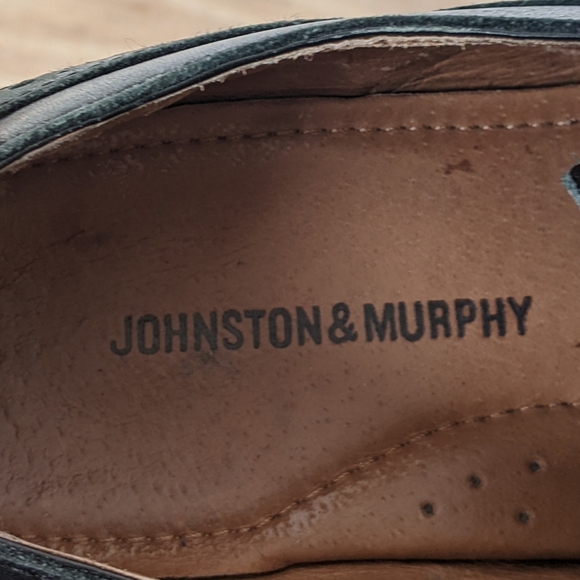 Johnston & Murphy Leather Black Cap Toe Shoes Size 9.5 - Picture 9 of 10